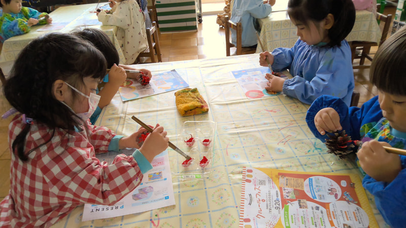 マツボックリに色を付けるよ